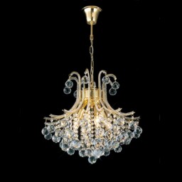 Bask Ceiling Pendant Chandelier Round 4 Light French Gold, Crystal - thumbnail 2