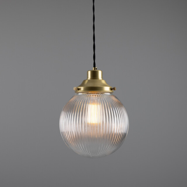 Stanley 20cm Holophane Globe Pendant, Satin Brass - image 1