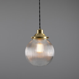 Stanley 20cm Holophane Globe Pendant, Satin Brass - thumbnail 1