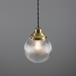Stanley 20cm Holophane Globe Pendant, Satin Brass - thumbnail 3