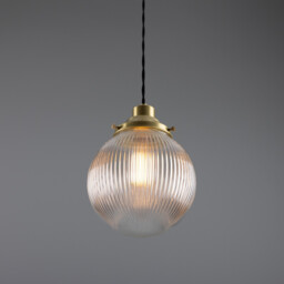 Stanley 20cm Holophane Globe Pendant, Satin Brass - thumbnail 2