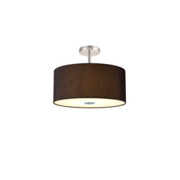 Baymont Polished Chrome 5 Light E27 Drop Flush With 40cm x 18cm Faux Silk Shade, Black/White Laminate