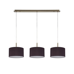 Baymont Antique Brass 3 Light E27 Linear Pendant With 30cm x 17cm Faux Silk Shade, Black/White Laminate - thumbnail 5