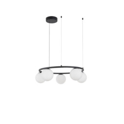 Joline Integrated LED Pendant Ceiling Light Sandy Black Metal, Aluminium White Opal Glass LED 40W 2580Lm 3200K