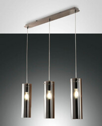 Sintesi Straight Bar Pendant Ceiling Light Transparent Grey Glass, E27 - thumbnail 1