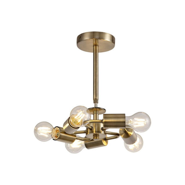 Baymont 28cm Antique Brass 5 Light E27 Universal Semi Flush Fixture, Suitable For A Vast Selection Of Shades - image 1