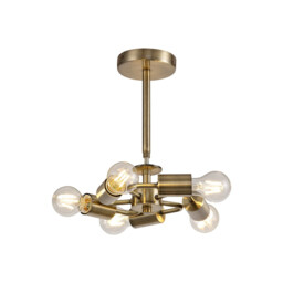 Baymont 28cm Antique Brass 5 Light E27 Universal Semi Flush Fixture, Suitable For A Vast Selection Of Shades - thumbnail 1