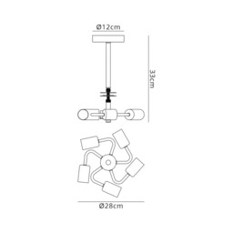 Baymont 28cm Antique Brass 5 Light E27 Universal Semi Flush Fixture, Suitable For A Vast Selection Of Shades - thumbnail 3