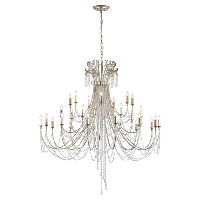 Celine Pendant Chandelier 28 Light E14 Aged Silver/Clear Crystal Item Weight: 26.5kg - image 1