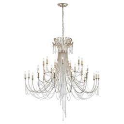 Celine Pendant Chandelier 28 Light E14 Aged Silver/Clear Crystal Item Weight: 26.5kg