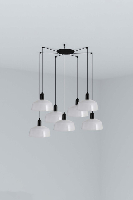 Tatawin Medium Cluster Pendant Ceiling Light Black, Gloss White 7x E27