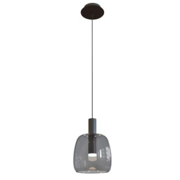 Gazi 22cm Dome Pendant Ceiling Light Black Matt - Smoked Grey LED 3000K - thumbnail 1