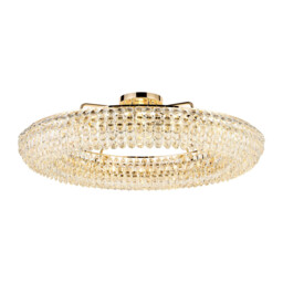 Coniston 1.1m Semi Flush Ring Ceiling, 18 Light E14, French Gold/Crystal Item Weight: 31kg - thumbnail 1