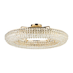 Coniston 1.1m Semi Flush Ring Ceiling, 18 Light E14, French Gold/Crystal Item Weight: 31kg - thumbnail 5