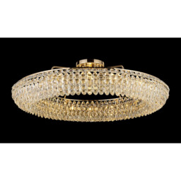 Coniston 1.1m Semi Flush Ring Ceiling, 18 Light E14, French Gold/Crystal Item Weight: 31kg - thumbnail 2