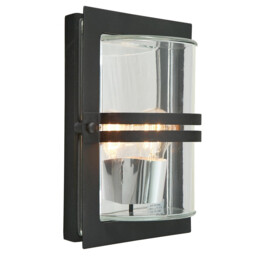 Basel 1 Light Outdoor Flush Wall Light Black IP54, E27