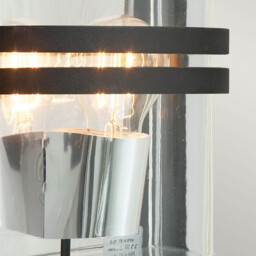 Basel 1 Light Outdoor Flush Wall Light Black IP54, E27 - thumbnail 3