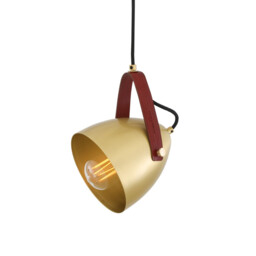 Southwark Pendant, Satin Brass, Red Strap