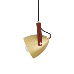 Southwark Pendant, Satin Brass, Red Strap - thumbnail 2