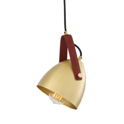 Southwark Pendant, Satin Brass, Red Strap - thumbnail 3