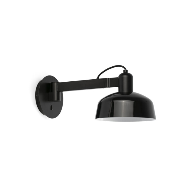 Tatawin Arm Dome Wall Lamp , Gloss Black 1x E27 - image 1