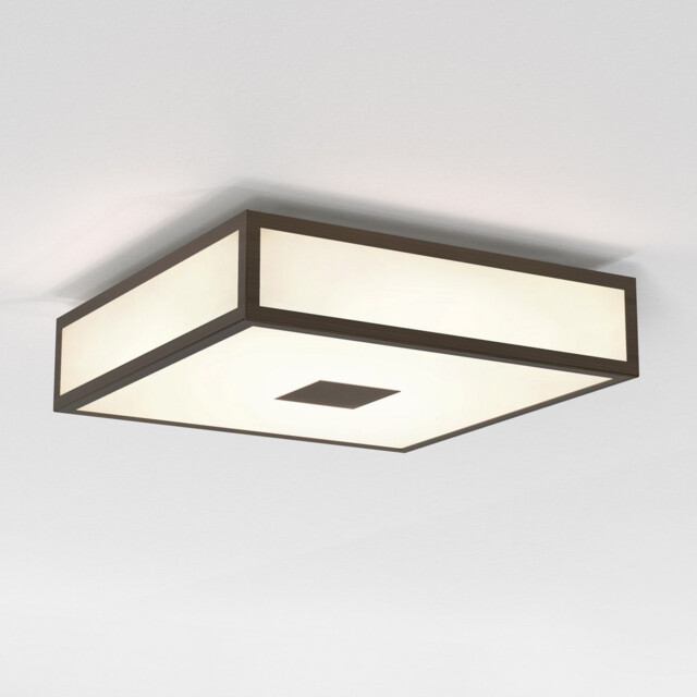 Mashiko LED 30cm Square Bathroom Flush Ceiling Light Bronze IP44 - image 1