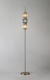 Cincinnatus Floor Lamp, 3 x G9, Antique Brass, Smoked & Amber Glass - thumbnail 3