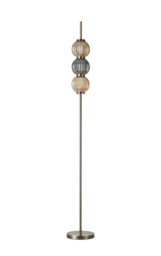 Cincinnatus Floor Lamp, 3 x G9, Antique Brass, Smoked & Amber Glass - thumbnail 5