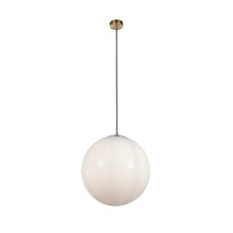 Atom 40cm Pendant Satin Brass, Opal Glass - thumbnail 1