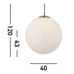 Atom 40cm Pendant Satin Brass, Opal Glass - thumbnail 5