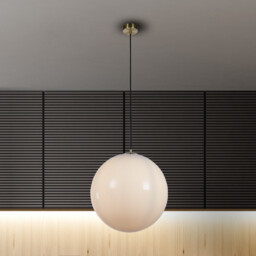 Atom 40cm Pendant Satin Brass, Opal Glass - thumbnail 2