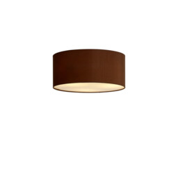 Baymont White 3 Light E27 Universal Flush Ceiling Fixture With 40cm x 18cm Dual Faux Silk Shade Raw Cocoa/Grecian Bronze