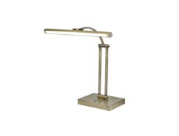 Walton 1 Arm Table Lamp. 1 x 6W LED, 3000K, 470lm, Antique Brass, 3yrs Warranty