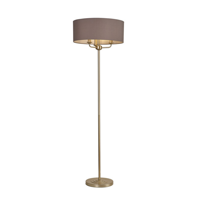 Banyan 3 Light Switched Floor Lamp With 50cm x 20cm Faux Silk Fabric Shade Champagne Gold/Grey - image 1