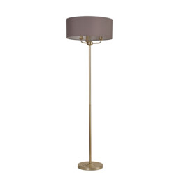 Banyan 3 Light Switched Floor Lamp With 50cm x 20cm Faux Silk Fabric Shade Champagne Gold/Grey - thumbnail 5