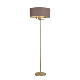 Banyan 3 Light Switched Floor Lamp With 50cm x 20cm Faux Silk Fabric Shade Champagne Gold/Grey