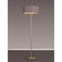 Banyan 3 Light Switched Floor Lamp With 50cm x 20cm Faux Silk Fabric Shade Champagne Gold/Grey - thumbnail 2