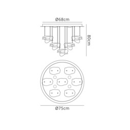 Nido Ceiling Cluster Pendant 75cm Round 7 + 4 Lights 42W + 20W LED 3000K, 5080lm, Chrome - thumbnail 2