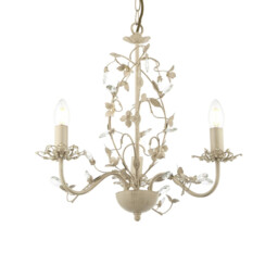 Lullaby 3 Light Multi Arm Ceiling Pendant Flower Design Cream Brushed Gold, Pearl Effect Acrylic, E14