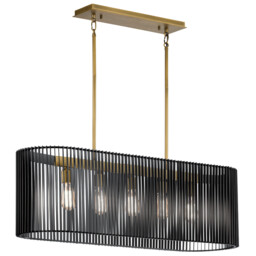 Kichler Linara Wire Frame Pendant Ceiling Light Black & Natural Brass - thumbnail 1