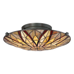 Victory Tiffany Semi-Flush, Valiant Bronze, E27 - thumbnail 1