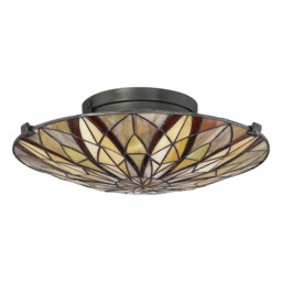 Victory Tiffany Semi-Flush, Valiant Bronze, E27 - thumbnail 2