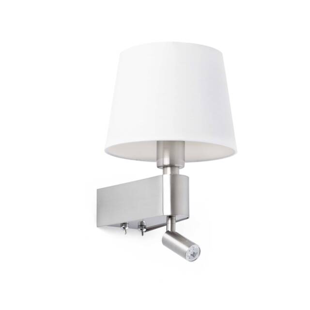 Room 1 Light Indoor Wall Light Reading Lamp White, Satin Nickel, E27 - image 1
