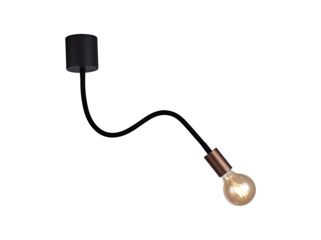 Benton Flexible Semi Flush Ceiling 1 Light E27, Satin Black, Brushed Copper - image 1