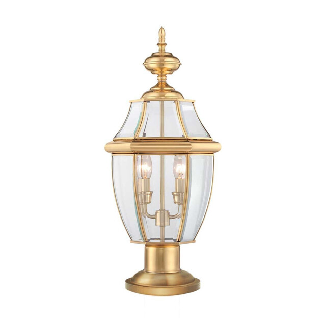 Newbury 2 Light Outdoor Pedestal Light Polished Brass IP44, E14 - image 1
