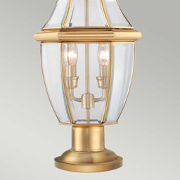 Newbury 2 Light Outdoor Pedestal Light Polished Brass IP44, E14 - thumbnail 3