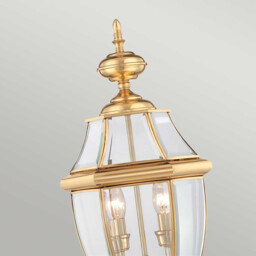 Newbury 2 Light Outdoor Pedestal Light Polished Brass IP44, E14 - thumbnail 2