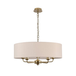 Banyan 5 Light Multi Arm Pendant With 60cm x 15cm Dual Faux Silk Fabric Shade Champagne Gold/Nude Beige - thumbnail 5