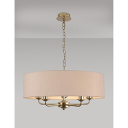 Banyan 5 Light Multi Arm Pendant With 60cm x 15cm Dual Faux Silk Fabric Shade Champagne Gold/Nude Beige - thumbnail 2