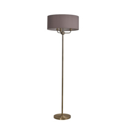 Banyan 3 Light Switched Floor Lamp With 50cm x 20cm Faux Silk Shade, Grey/White Laminate Antique Brass - thumbnail 5
